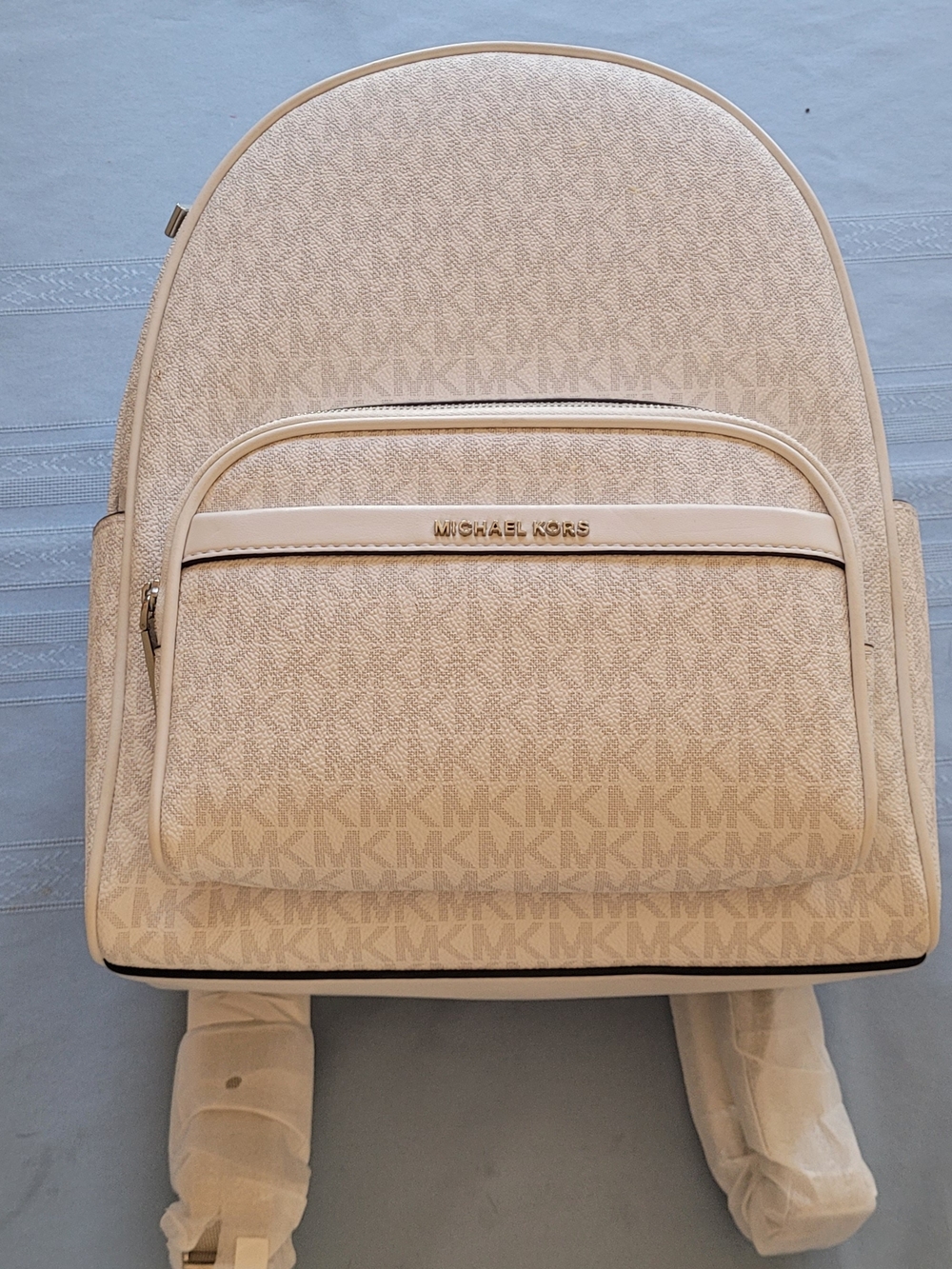 Michael Kors Cream Monogram Backpack with Gold Hardware